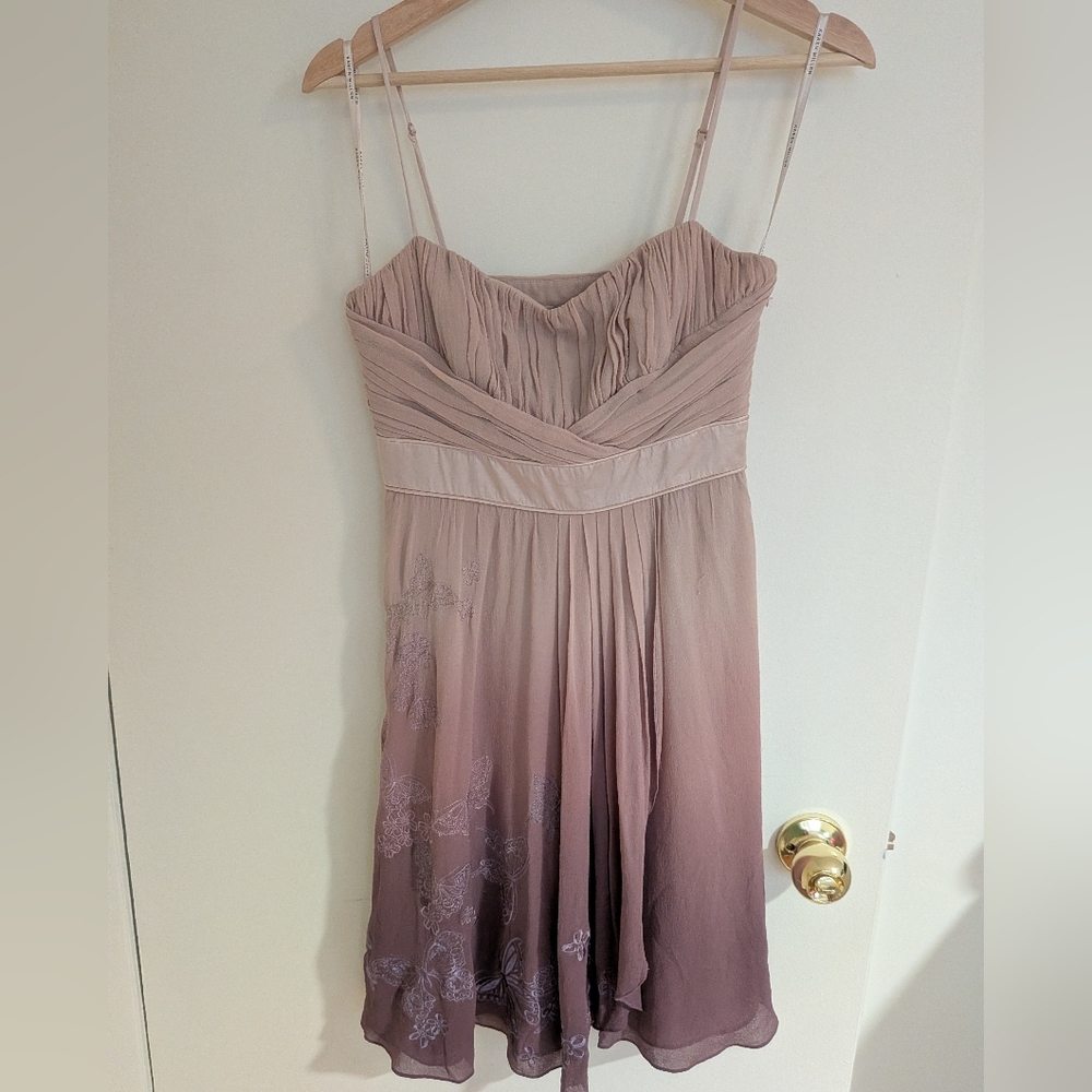 Karen Millen Mauve Ombre Spaghetti-Strap Mini Silk Cocktail Dress